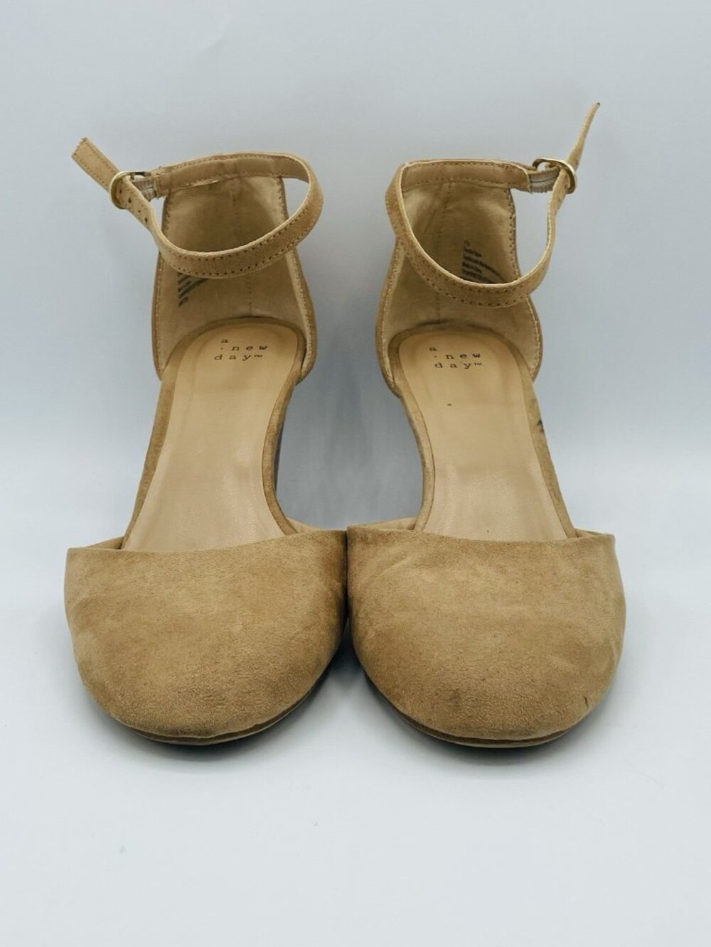 A New Day Womens Shoes Size 7.5 Tan Brown Wedge Heel Ankle Strap Comfort Sandals - Picture 4 of 11